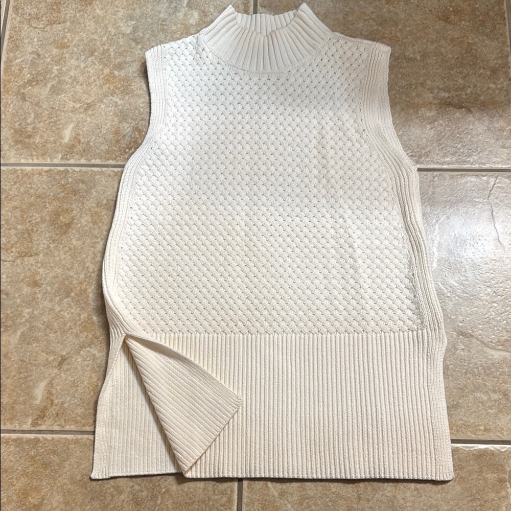 Sleeveless Cream Knit Sweater